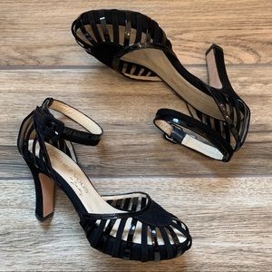 Marchez Vous Daphne black suede & leather sandals